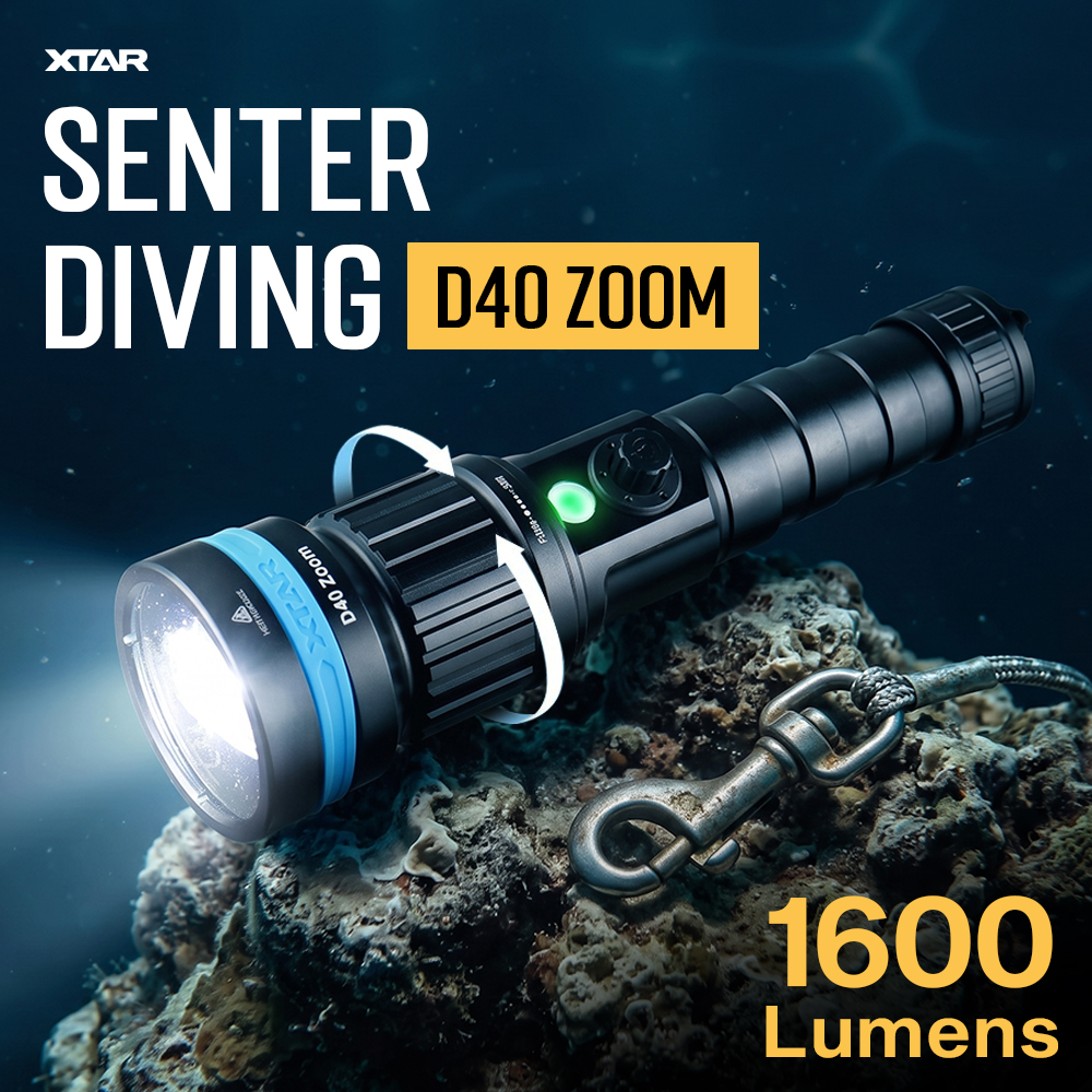 Gambar produk XTAR Senter Selam Diving Luminus Adjustable Beam Angle 1600 Lumens - D40 - Utama