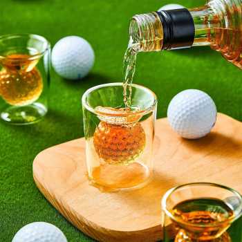 Meci Gelas Whisky Cocktail Wine Double Wall Golf Ball Glass 50ml - SG-05