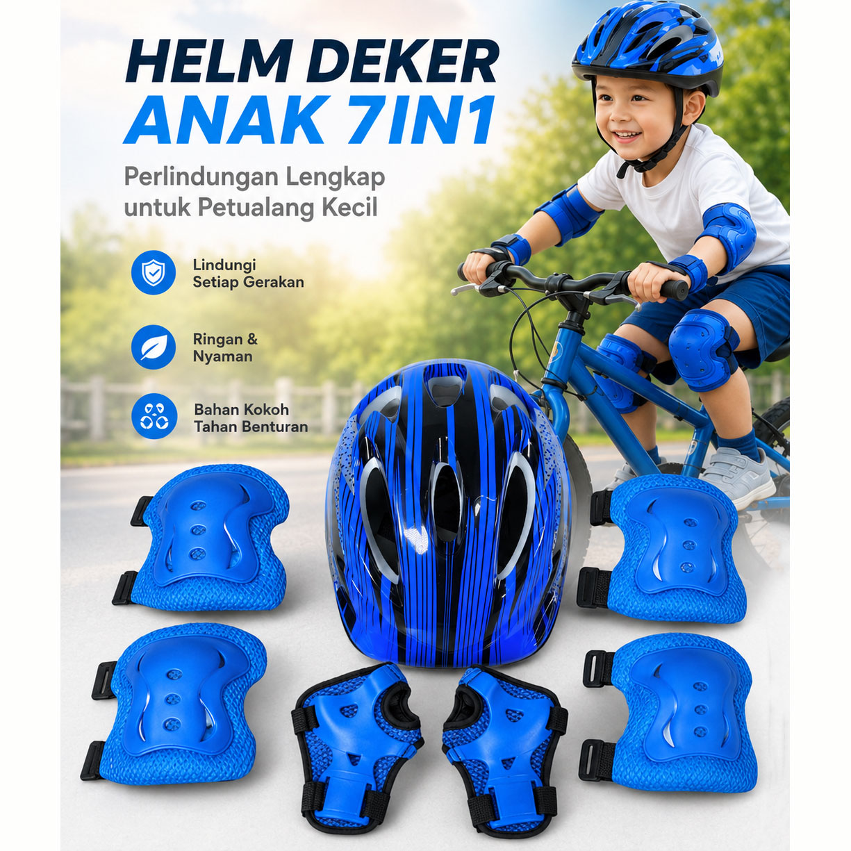 Gambar produk TaffSPORT Paket Helm Deker Anak 7in1 Protective Gear Sport Activity - K25 - Utama