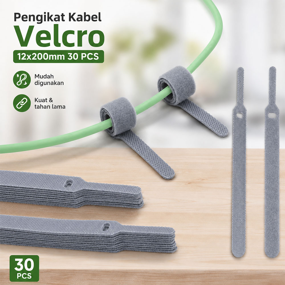 Gambar produk DGO Velcro Strap Pengikat Kabel Cable Organizer 12x200mm 30 PCS - VO-10 - Utama