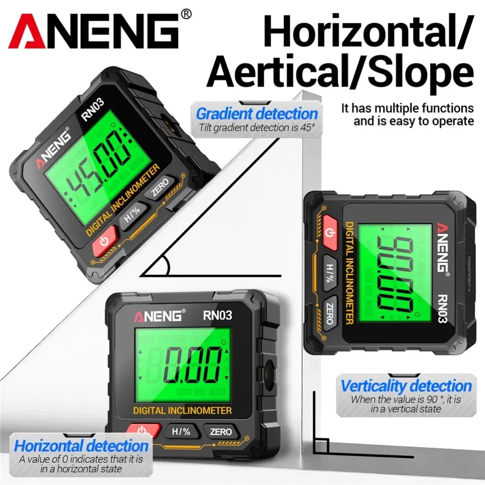 ANENG Inclinometer Digital Rechargeable Alat Ukur Kemiringan Magnetik - RN02 Gambar produk ANENG Inclinometer Digital Rechargeable Alat Ukur Kemiringan Magnetik - RN02 - 2