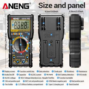 Gambar produk ANENG Digital Multimeter Voltage Tester Battery Test NCV 1999 Count - SZ818 Pro - 7