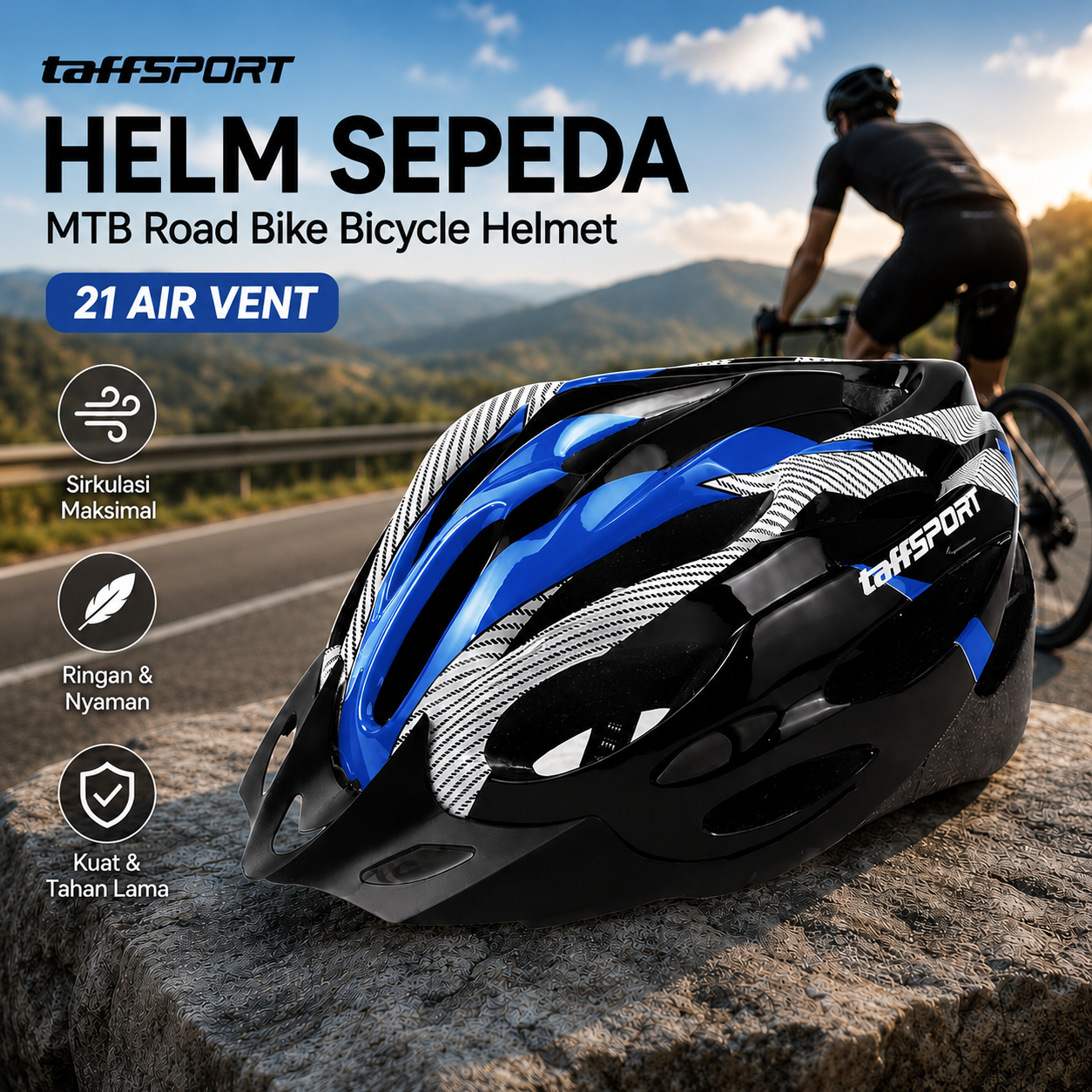 Gambar produk TaffSPORT Helm Sepeda MTB Road Bike Bicycle Helmet 21 Air Vent - X10 - Utama