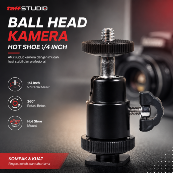 Gambar produk TaffSTUDIO Ball Head Kamera Hot Shoe 1/4 Inch Universal - QM3621