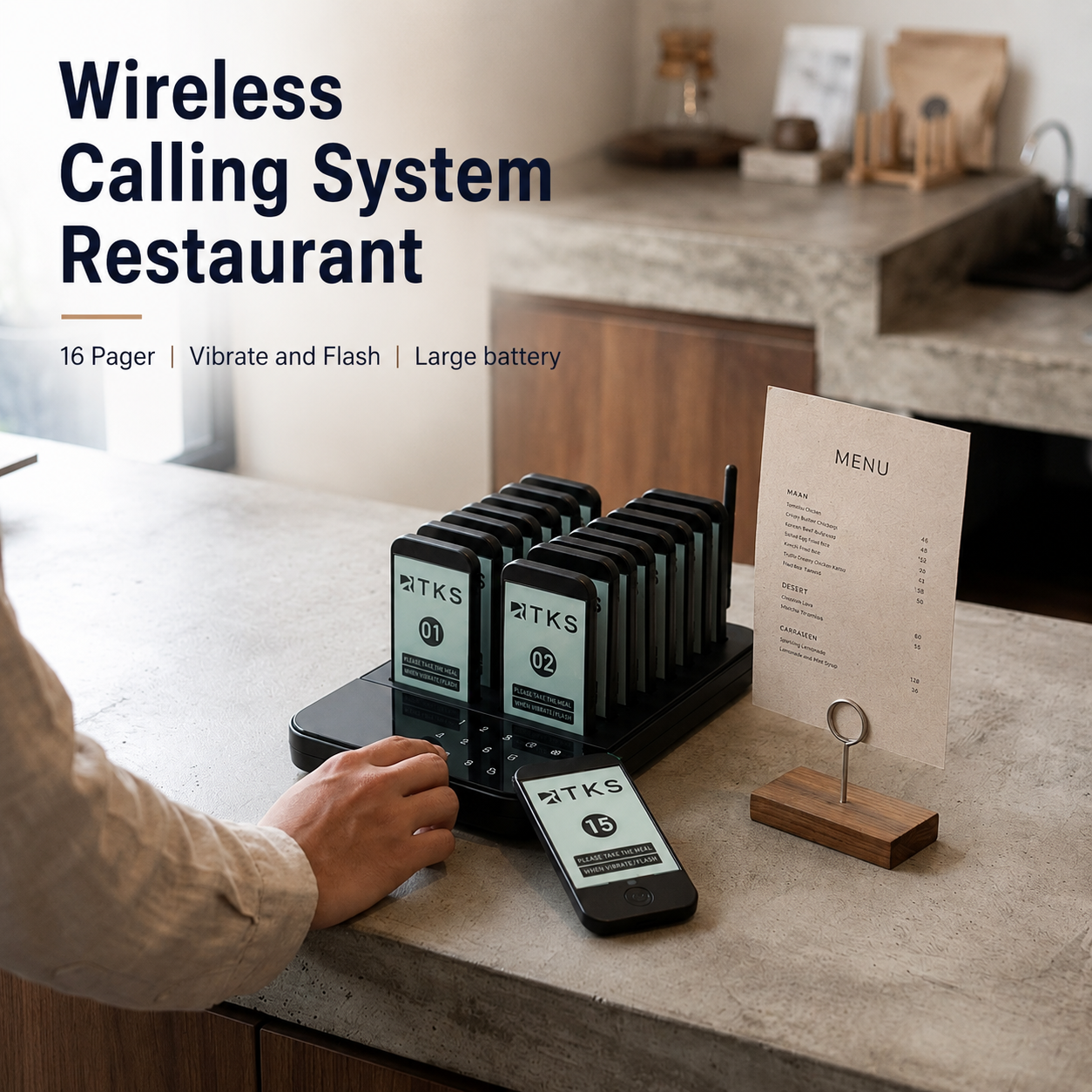 RTKS Wireless Calling System Restaurant Mesin Antrian 16 Pager - QC160 Gambar produk RTKS Wireless Calling System Restaurant Mesin Antrian 16 Pager - QC160 - Utama