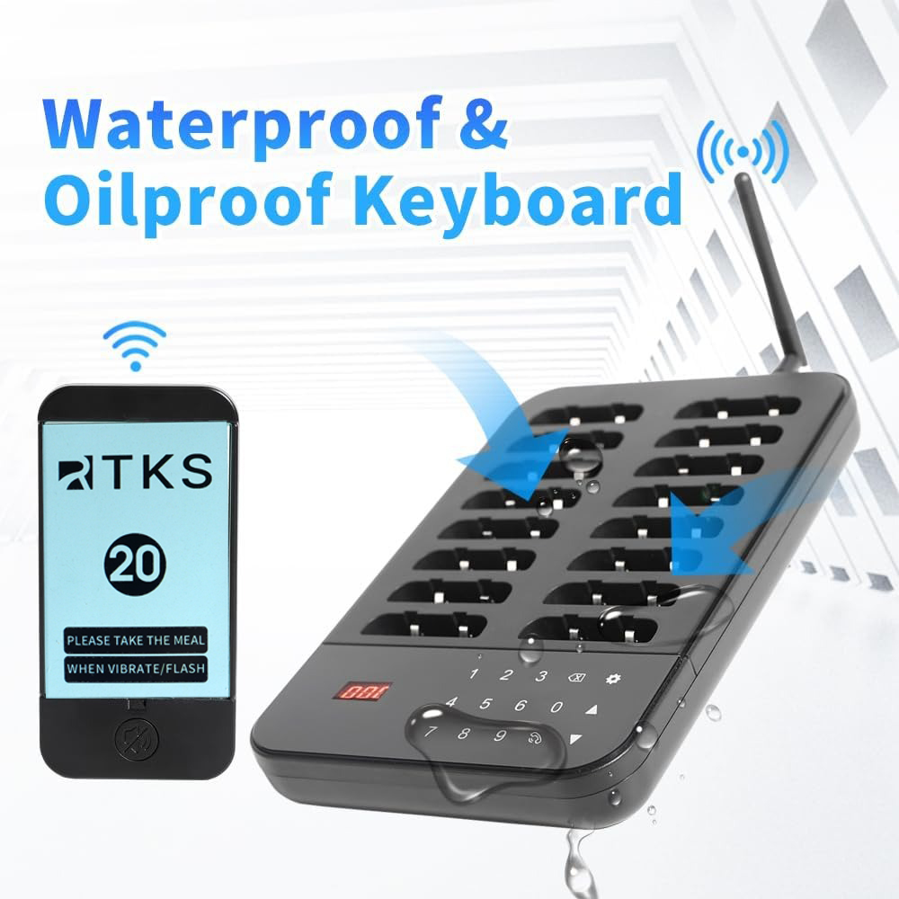 RTKS Wireless Calling System Restaurant Mesin Antrian 20 Pager - QC200 Gambar produk RTKS Wireless Calling System Restaurant Mesin Antrian 20 Pager - QC200 - 5