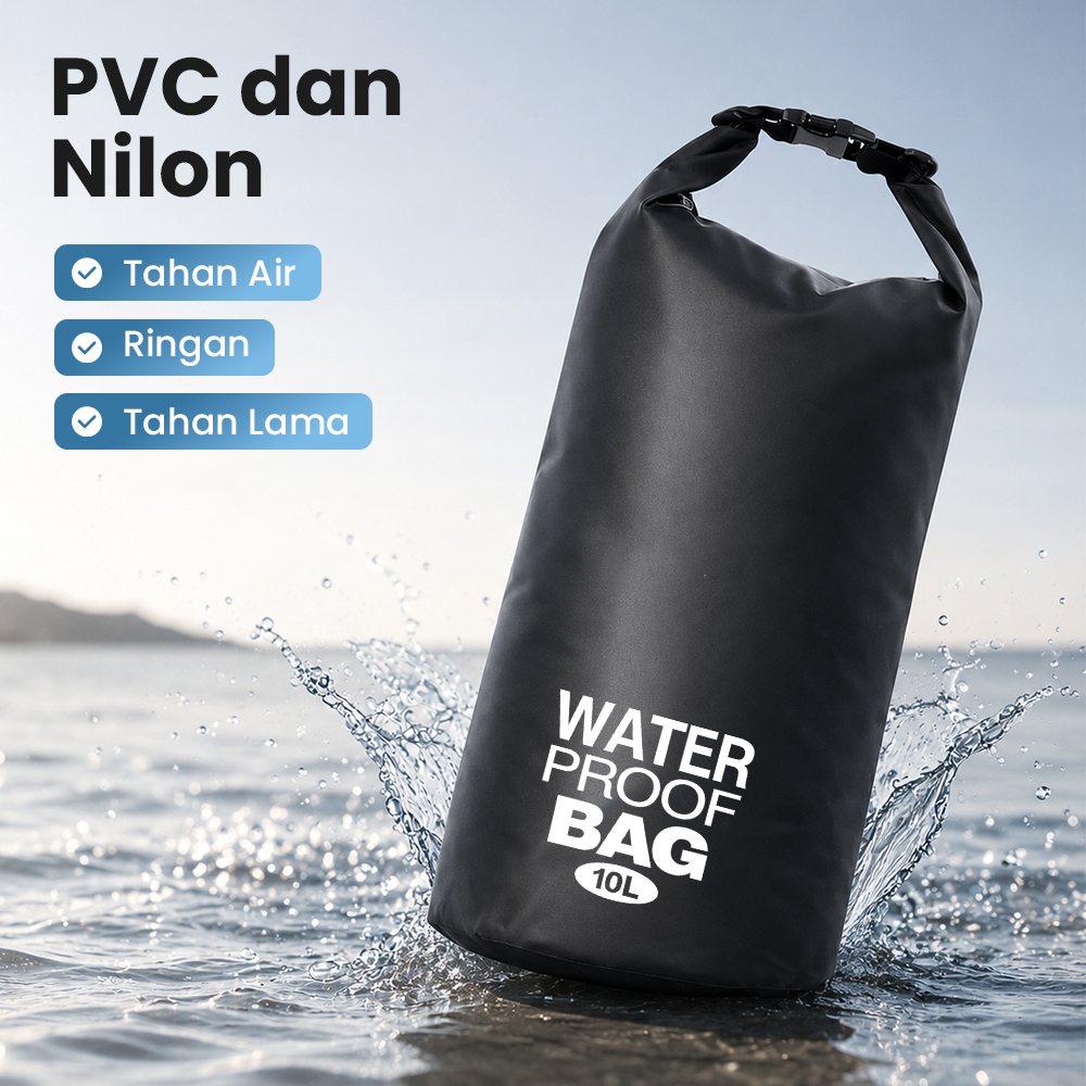 Dezlon Ocean Pack Dry Bag Waterproof Crossbody Tas Tahan Air Parasut 10L - INU142 Gambar produk Dezlon Ocean Pack Dry Bag Waterproof Crossbody Tas Tahan Air Parasut 10L - INU142 - 1