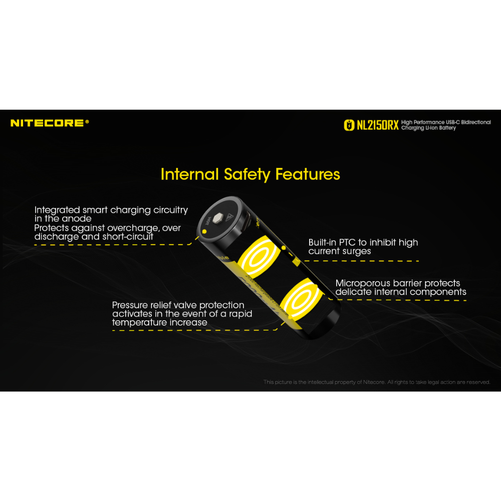 Gambar produk NITECORE Baterai Isi Ulang 21700 Flat Top Li-Ion 5000mAh 3.6V 1 PCS - NL2150RX - 5