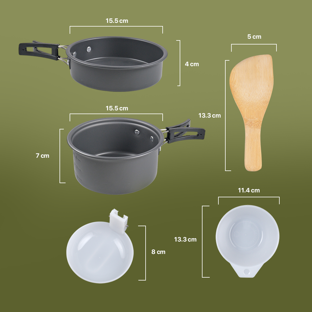 Set Panci Alat Masak Outdoor Camping Nesting Cooking Aluminium 7in1 - WH-200 Gambar produk Set Panci Alat Masak Outdoor Camping Nesting Cooking Aluminium 7in1 - WH-200 - 8