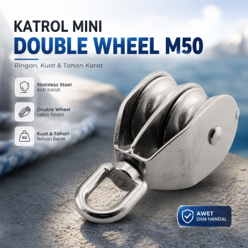 Gambar produk Taffware Katrol Kerekan Mini Swivel Pulley Stainless Double Wheel M50
