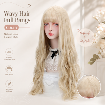 FYNHA Wig Rambut Palsu Panjang Bergelombang Wavy Hair Full Bangs 65cm - HB-004