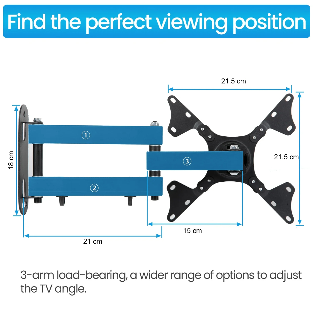 ALROTA Bracket TV Dinding 360 Degree Rotate VESA 200x200 14-32 Inch - DKE-S32 Gambar produk ALROTA Bracket TV Dinding 360 Degree Rotate VESA 200x200 14-32 Inch - DKE-S32 - 7