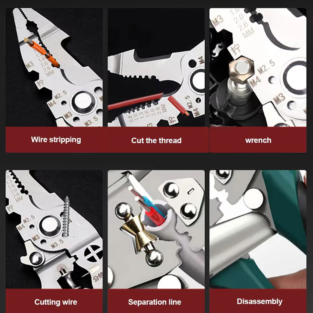 Pi Tang Lipat 18in1 Multifungsi Kupas Kabel Wire Stripper Cutter - TK0800 Gambar produk Pi Tang Lipat 18in1 Multifungsi Kupas Kabel Wire Stripper Cutter - TK0800 - 1