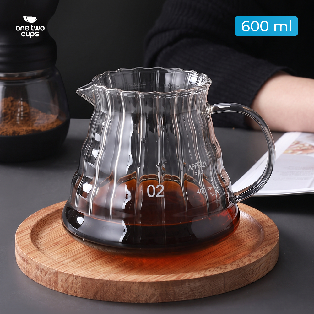 One Two Cups Teko Kopi Coffee Server V60 Drip Pour Over Kaca 600ml - XGS-36/60 Gambar produk One Two Cups Teko Kopi Coffee Server V60 Drip Pour Over Kaca 600ml - XGS-36/60 - Utama