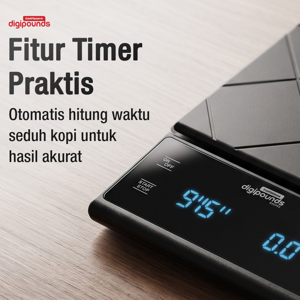 Gambar produk Taffware Digipounds Timbangan Kopi Digital Timer Coffee Scale 0.1g 3kg - EK6012 - 3