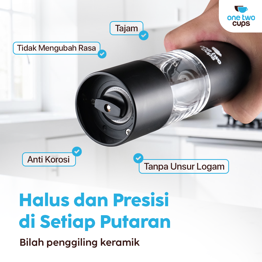 One Two Cups Alat Penggiling Biji Lada Elektrik Grinder 300mAh 70ml - EG-A Gambar produk One Two Cups Alat Penggiling Biji Lada Elektrik Grinder 300mAh 70ml - EG-A - 1