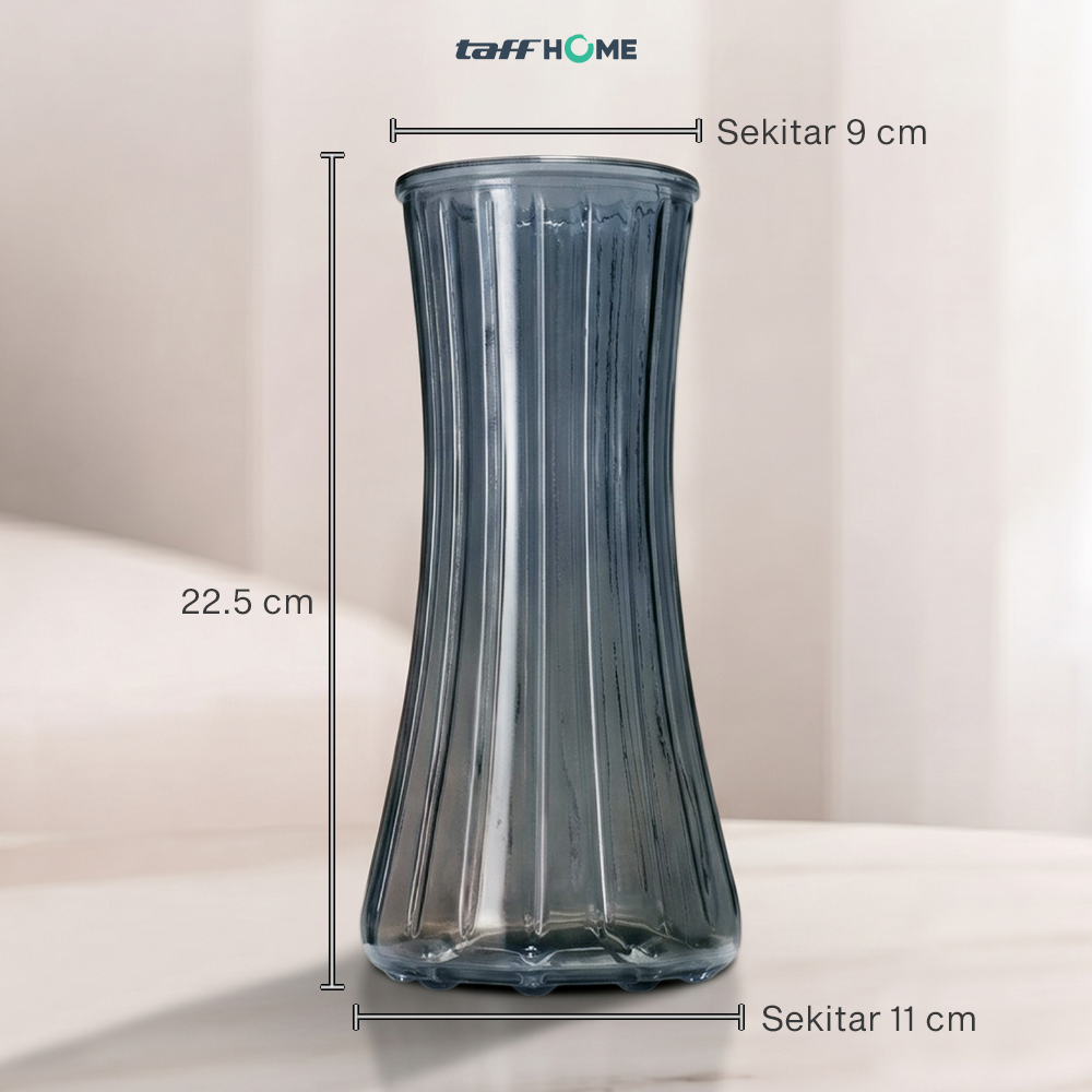 Gambar produk TaffHOME Vas Bunga Kaca Bening Estetik Vintage Glass Flower Vase - Y23 - 8