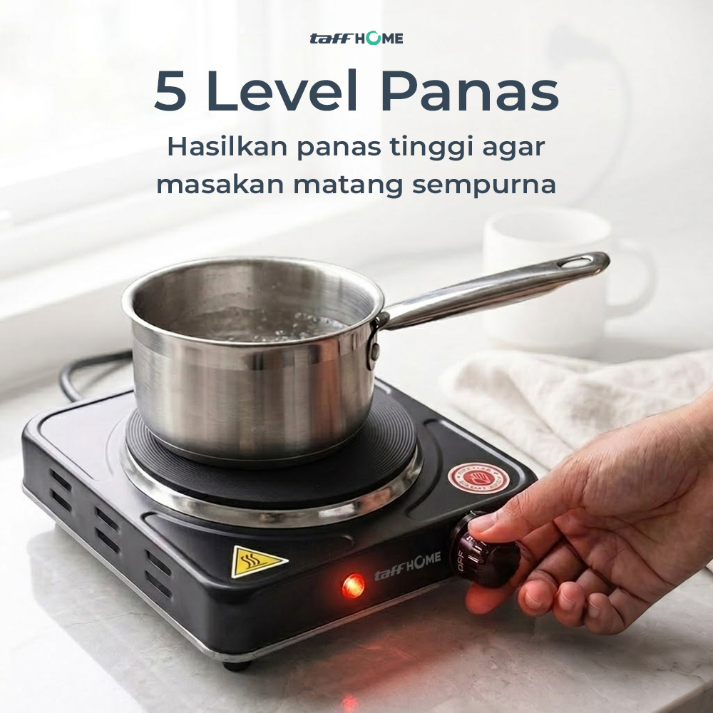 Gambar produk TaffHOME Kompor Listrik 1 Tungku Single Burner Warming Hot Plate 1000W - H1-1000-15 - 2