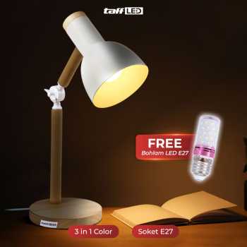 TaffLED Lampu Meja Belajar LED Model Nordic Wooden Art 12W 3in1 Color - PK407