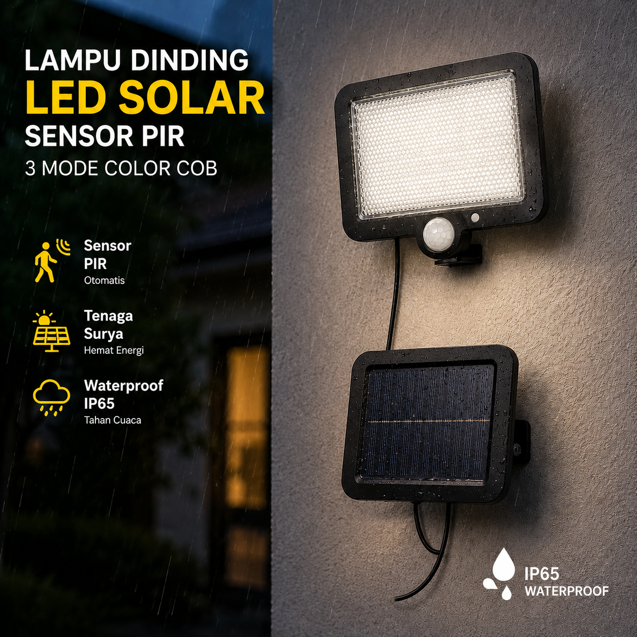 SMT Lampu Dinding LED Solar Sensor PIR Waterproof 3 Mode COB - SMT-F56 Gambar produk SMT Lampu Dinding LED Solar Sensor PIR Waterproof 3 Mode COB - SMT-F56 - Utama