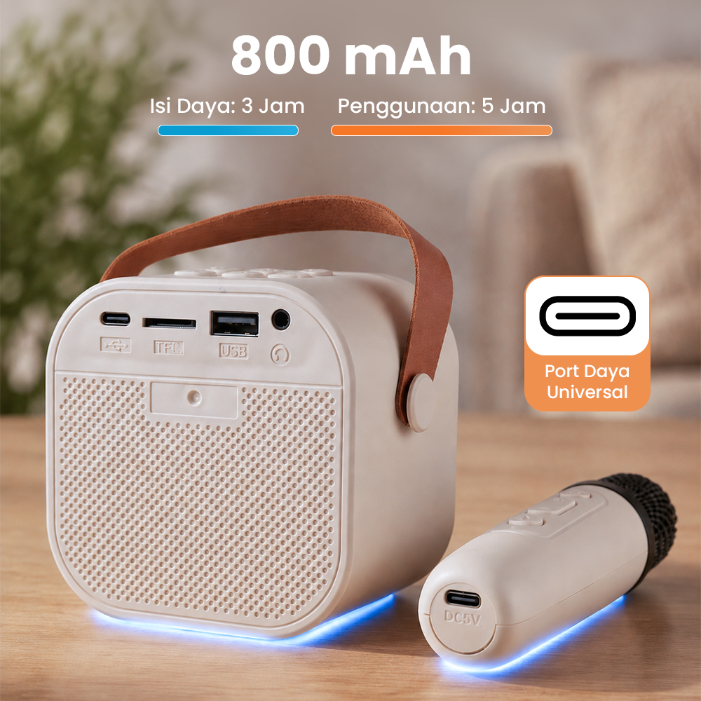 Gambar produk MEODY Speaker Bluetooth Karaoke Portable with 2 Microphone 800mAh 5W - K12 - 4