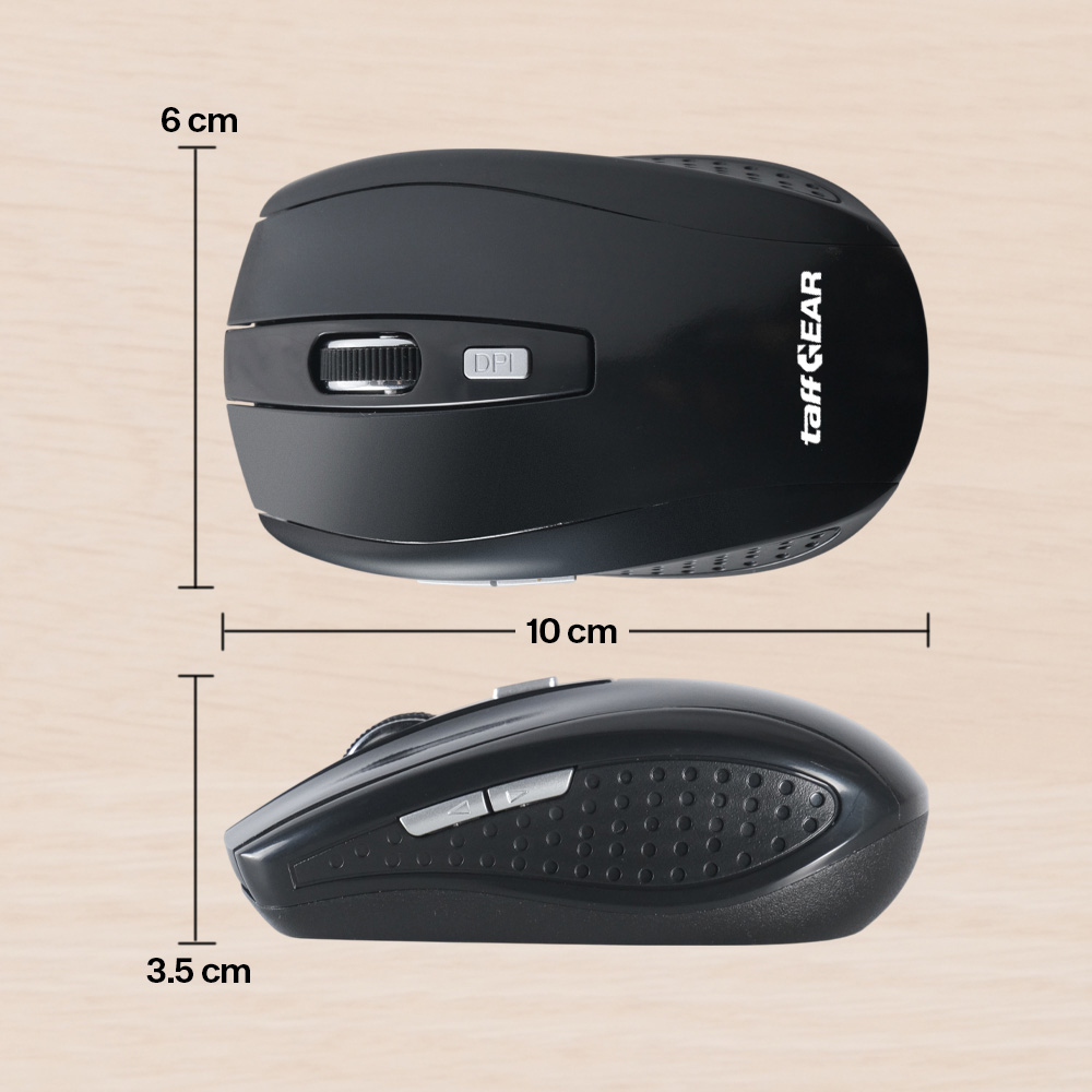 Gambar produk TaffGEAR Mouse Wireless Optical 2.4GHz Ergonomis Portable 6Key 1600DPI - AA-01 - 7