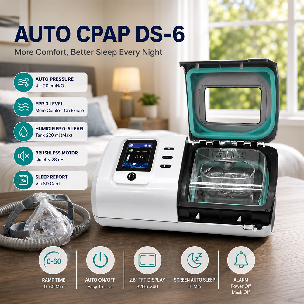 Ve Sleep Apnea Alat Terapi Gangguan Tidur CPAP Auto 220ml 60W 2.8 Inch - ST25/DS-6 Gambar produk Ve Sleep Apnea Alat Terapi Gangguan Tidur CPAP Auto 220ml 60W 2.8 Inch - ST25/DS-6 - Utama