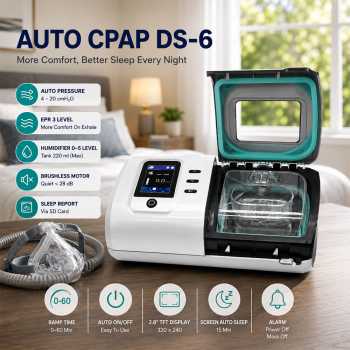 Ve Sleep Apnea Alat Terapi Gangguan Tidur CPAP Auto 220ml 60W 2.8 Inch - ST25/DS-6