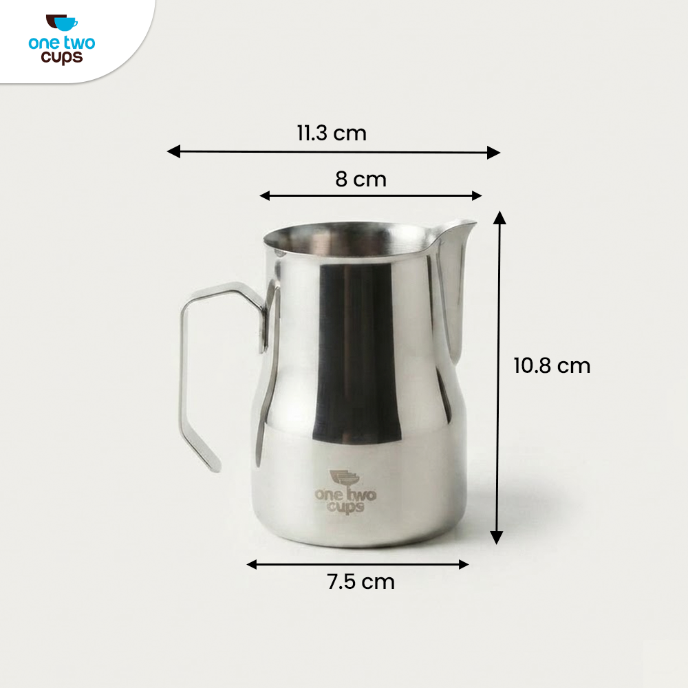 One Two Cups Milk Jug Pitcher Susu Latte Art Espresso Stainless Steel 350ml - AA050 Gambar produk One Two Cups Milk Jug Pitcher Susu Latte Art Espresso Stainless Steel 350ml - AA050 - 7