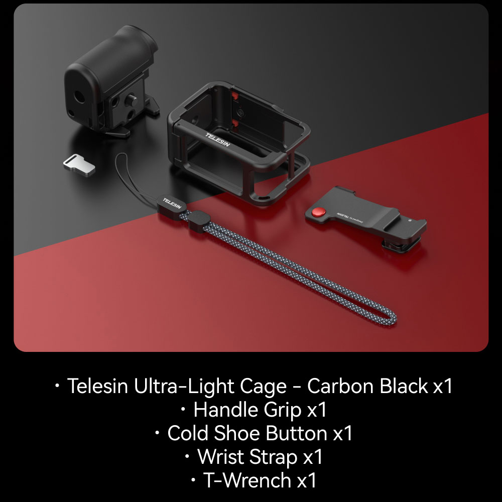 Gambar produk TELESIN Handle Grip Holder Set for DJI Osmo Action 3/4/5 Metal Cage - S6-FMS-22-TDJ - 7