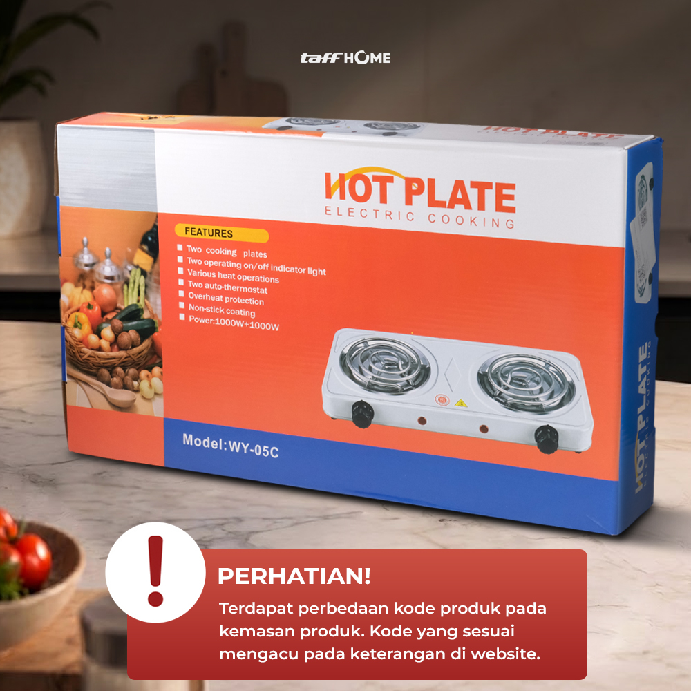 Gambar produk TaffHOME Kompor Listrik 2 Tungku Portable Coil Hot Plate 2000W - C2-2000-05 - Kemasan