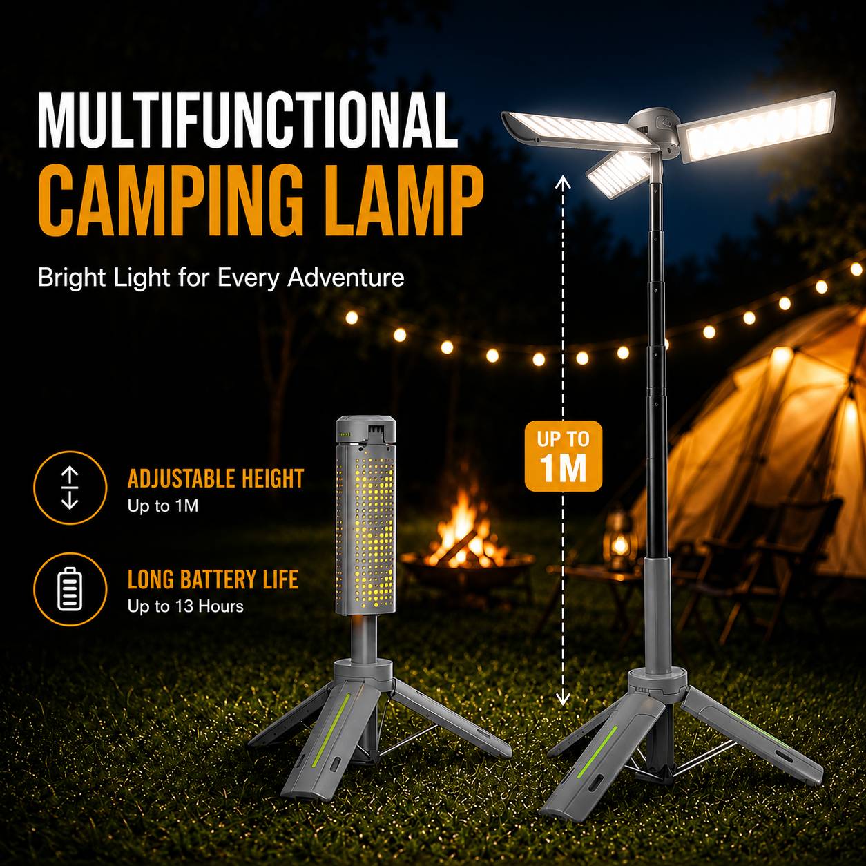 BUB Lampu LED Camping Teleskopik 360 Dimmable Waterproof 20W 8000mAh - KXK-2086 Gambar produk BUB Lampu LED Camping Teleskopik 360 Dimmable Waterproof 20W 8000mAh - KXK-2086 - Utama