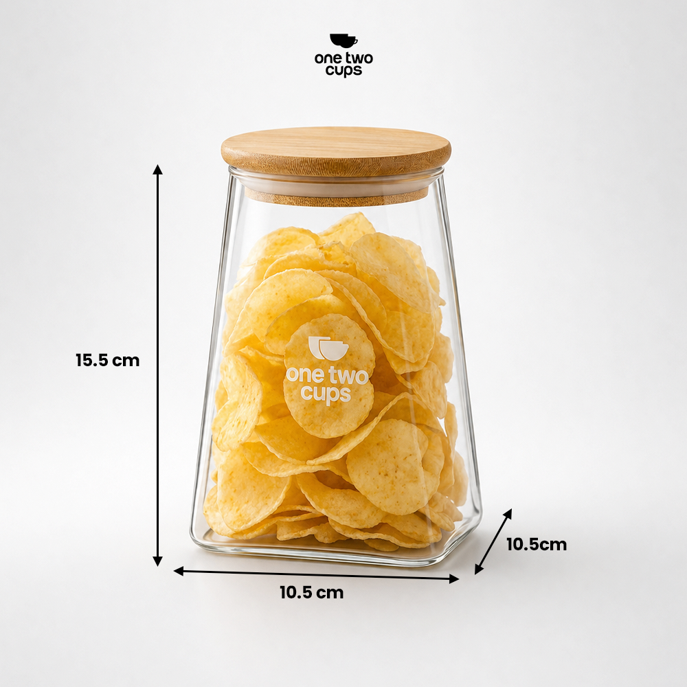 Gambar produk One Two Cups Toples Kaca Penyimpanan Makanan Pyramid Glass Storage Jar 950ml - S12 - 8