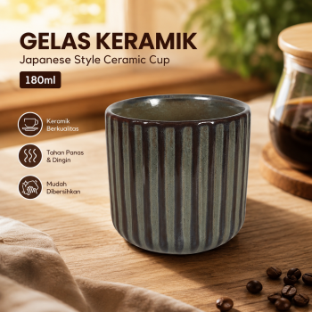 Gambar produk One Two Cups Gelas Keramik Kopi Teh Vintage Japanese Style Ceramic Cup 180ml - GS145 - Utama