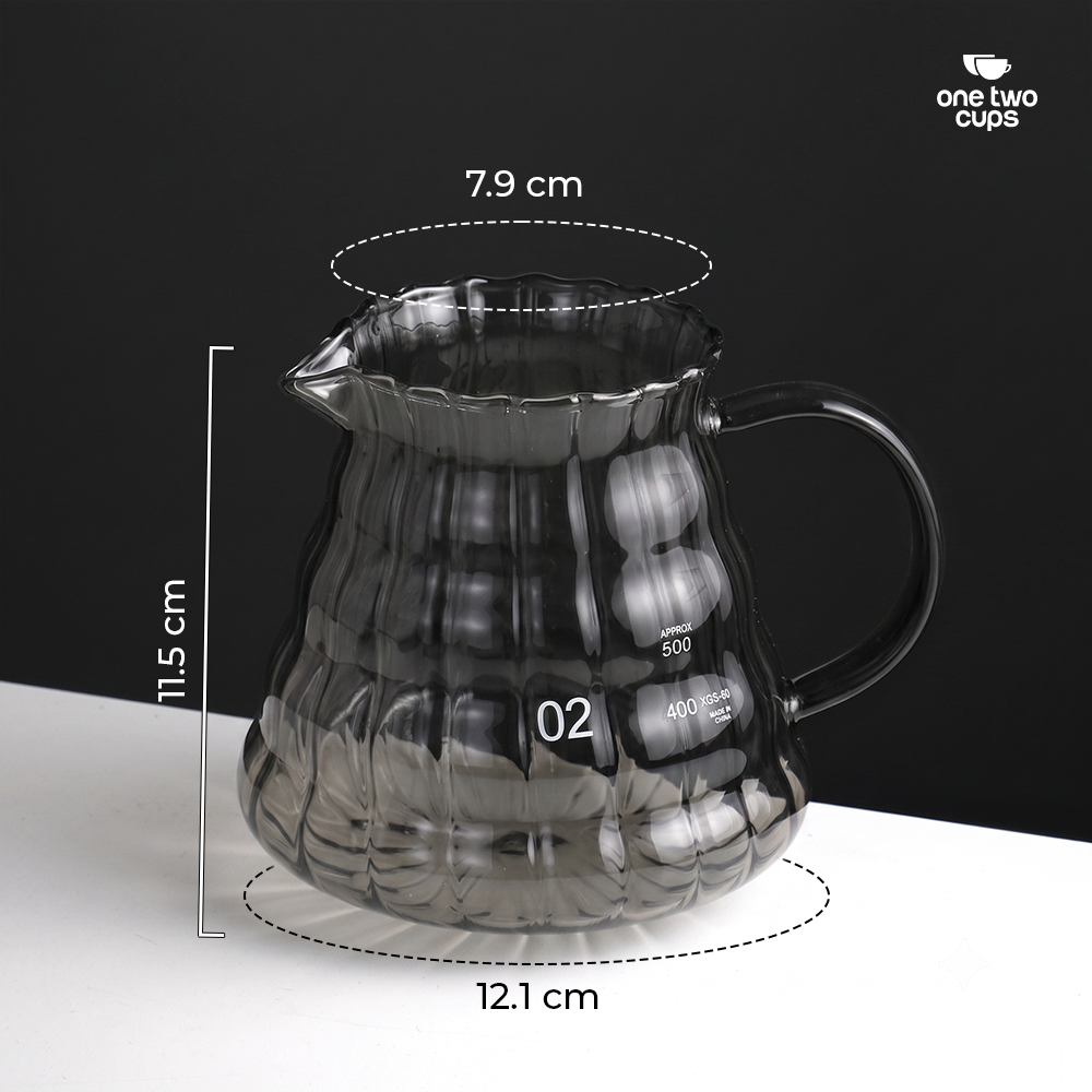 One Two Cups Teko Kopi Coffee Server V60 Drip Pour Over Kaca 600ml - XGS-36/60 Gambar produk One Two Cups Teko Kopi Coffee Server V60 Drip Pour Over Kaca 600ml - XGS-36/60 - 8