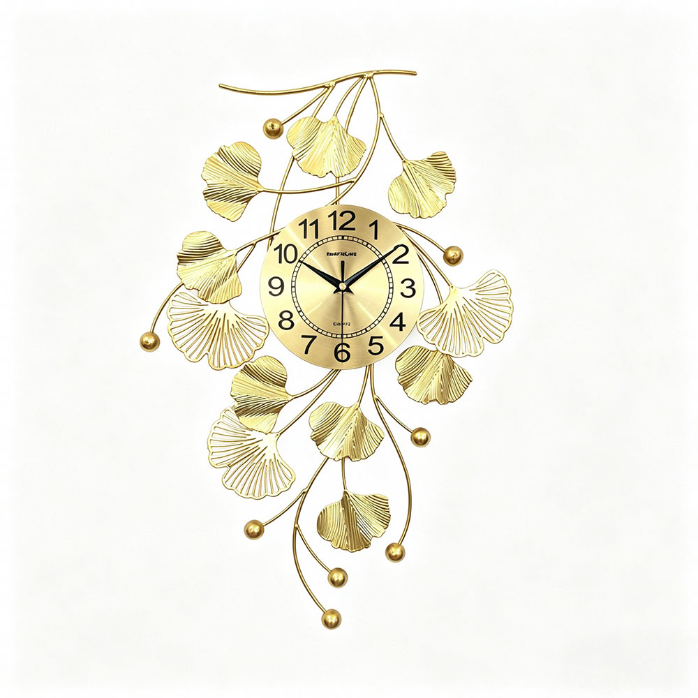 TaffHOME Jam Dinding Elegan Daun Ginkgo Quartz Movement 55cm - 26004 Gambar produk TaffHOME Jam Dinding Elegan Daun Ginkgo Quartz Movement 55cm - 26004 - 4