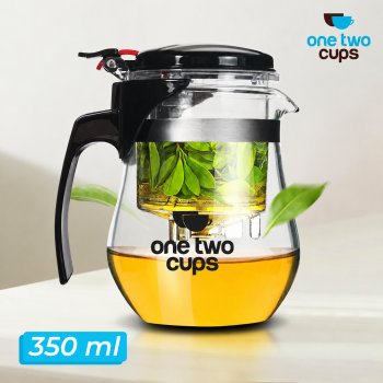 One Two Cups Teko Teh Kaca Borosilikat Saringan Tahan Panas Teapot - K1