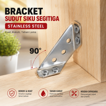 HSPRING Bracket Sudut Siku Segitiga Konektor Kabinet Stainless Steel - HP-201