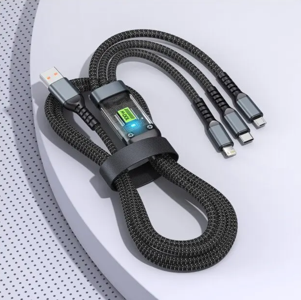 Gambar produk OLAF Kabel Data 3in1 Charger Micro USB Lightning Type C 20V 100W 1.2M - OL601 - Utama