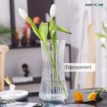 Gambar produk TaffHOME Vas Bunga Kaca Bening Estetik Vintage Glass Flower Vase - Y23 - Utama