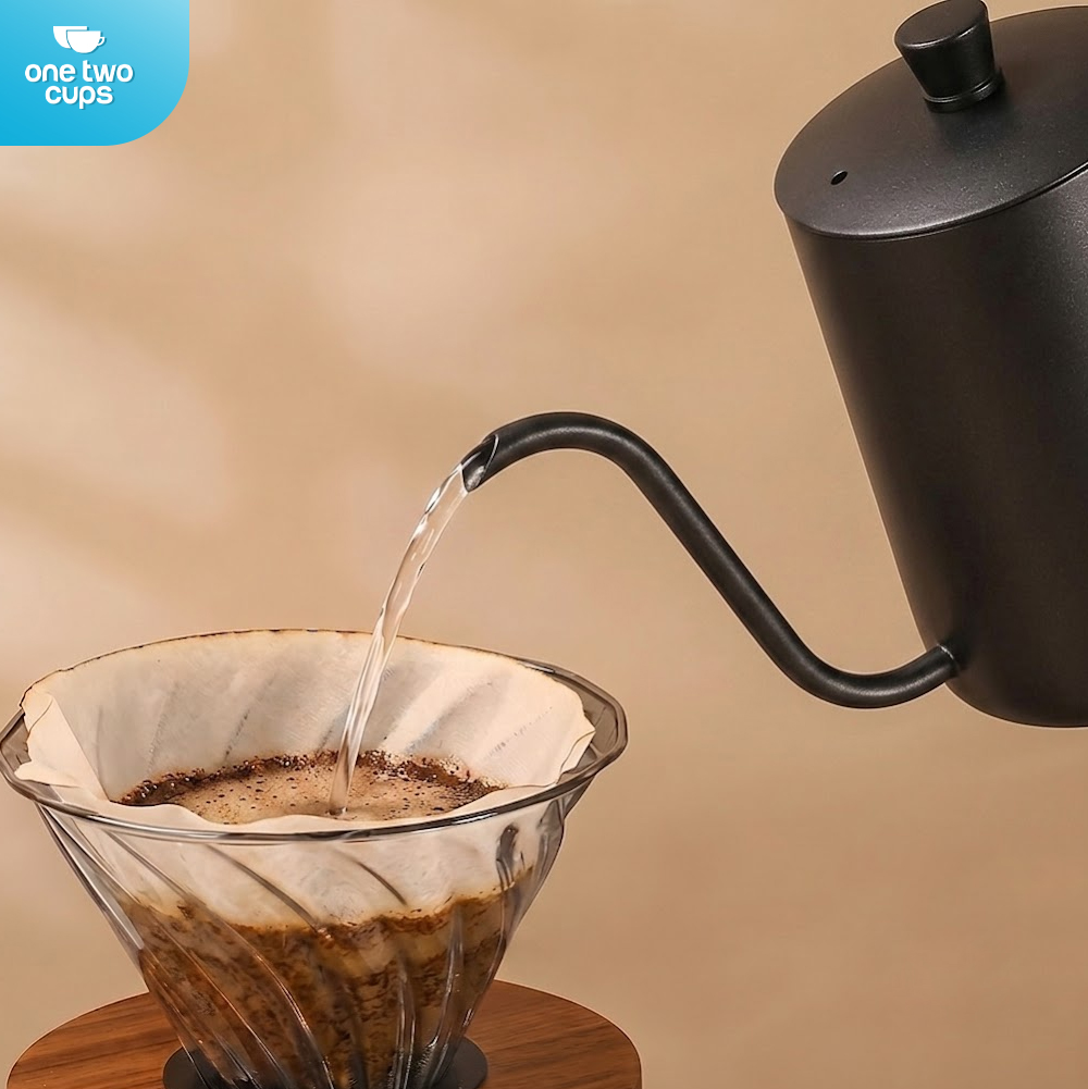 One Two Cups Teko Kopi Leher Angsa Gooseneck Pour Over Drip Kettle 350ml - HS-52 Gambar produk One Two Cups Teko Kopi Leher Angsa Gooseneck Pour Over Drip Kettle 350ml - HS-52 - 4