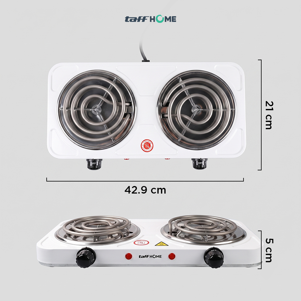 Gambar produk TaffHOME Kompor Listrik 2 Tungku Portable 5 Gear Coil Hot Plate 2000W - C2-2000-20 - 8