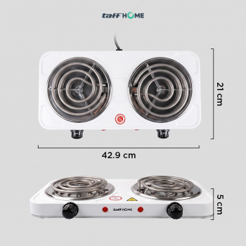 Gambar produk TaffHOME Kompor Listrik 2 Tungku Portable 5 Gear Coil Hot Plate 2000W - C2-2000-20 - 8
