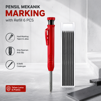 Gambar produk BAILE Pensil Tukang Mekanik Carpenter Marking Pencil with Refill 6 PCS - B15322