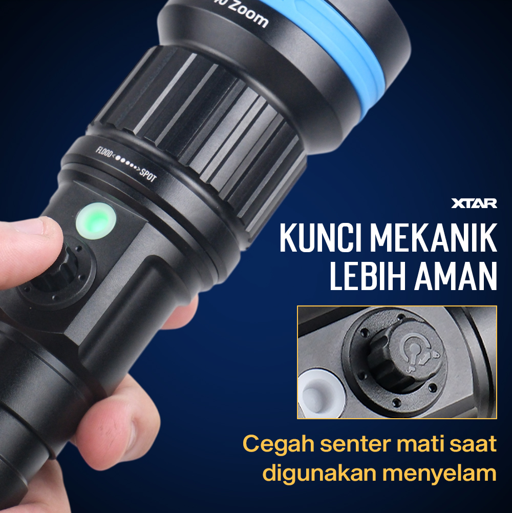 Gambar produk XTAR Senter Selam Diving Luminus Adjustable Beam Angle 1600 Lumens - D40 - 4