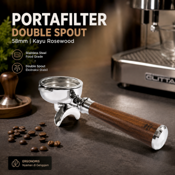 One Two Cups Portafilter Double Spout Stainless Steel 58mm - AL304