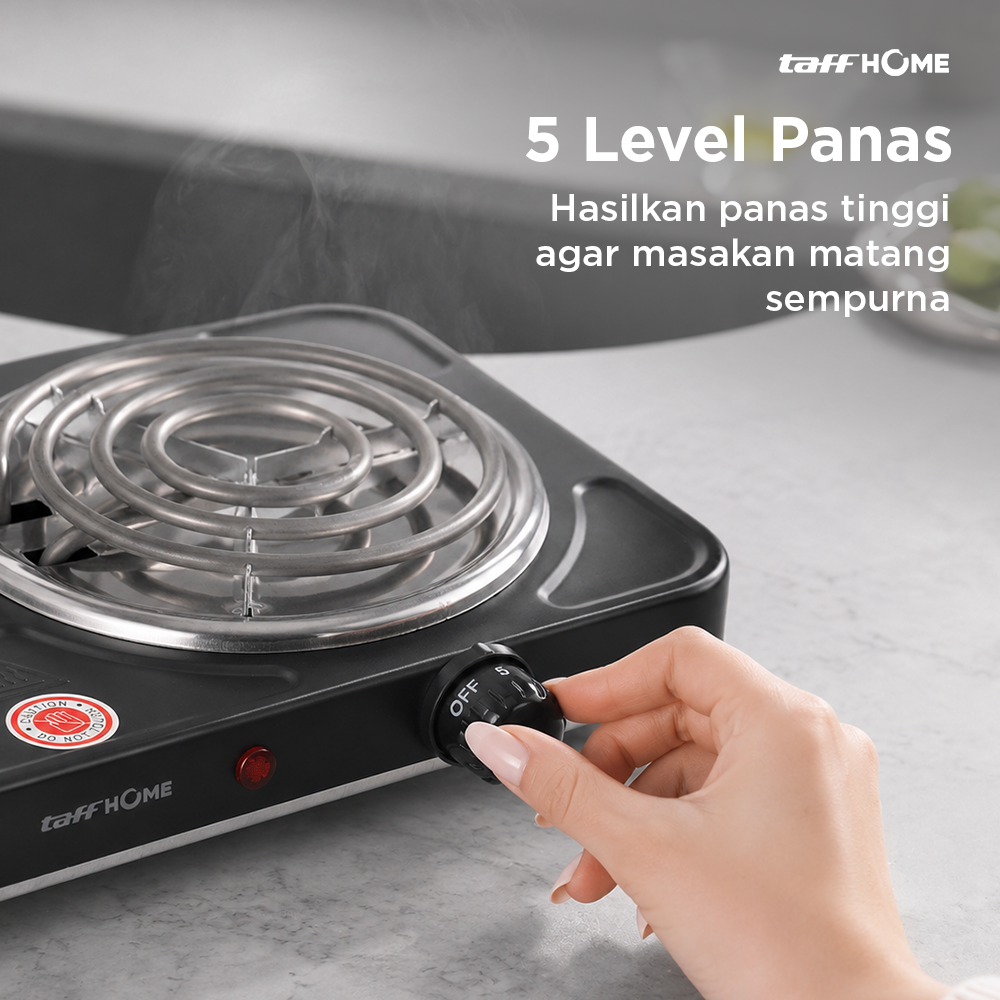 Gambar produk TaffHOME Kompor Listrik 2 Tungku Portable 5 Gear Coil Hot Plate 2000W - C2-2000-20 - 3