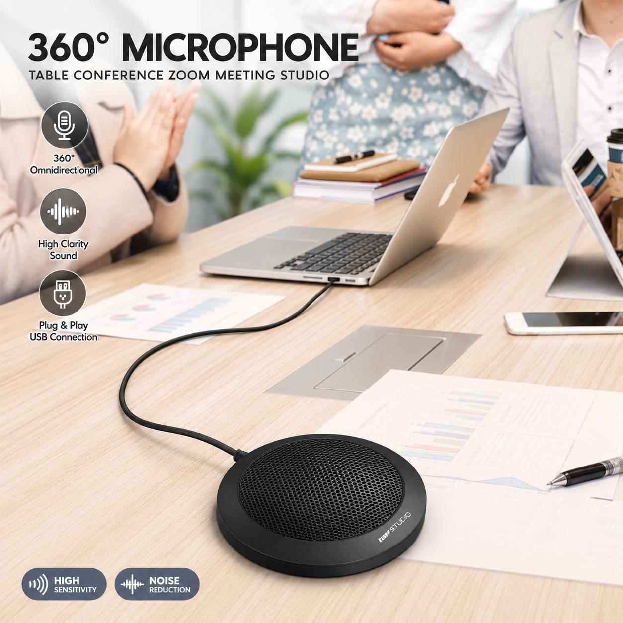 Gambar produk TaffSTUDIO Mic Meja Wired 360 Degree Microphone Table Conference - iTalk-02 - Utama