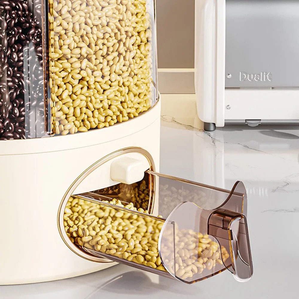 RYNALI Dispenser Beras Putar 360 MoistureProof Grain 6 Grid 5kg - YM7 Gambar produk RYNALI Dispenser Beras Putar 360 MoistureProof Grain 6 Grid 5kg - YM7 - 3