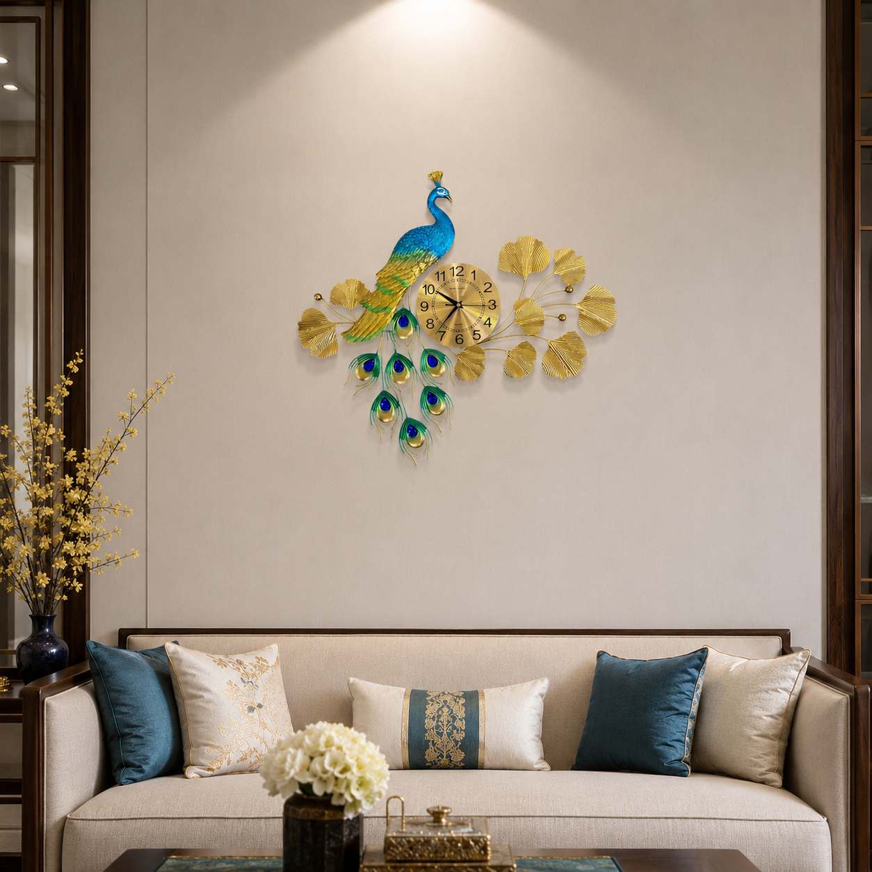 TaffHOME Jam Dinding Quartz Clock Iron Luxury Peacock 61cm - K26005 Gambar produk TaffHOME Jam Dinding Quartz Clock Iron Luxury Peacock 61cm - K26005 - 5